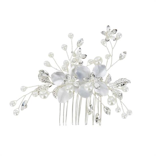 L.C. HAARKAMM NL349A-725 HAARKAMM MIT 2 BLUMEN STRASS SILBER